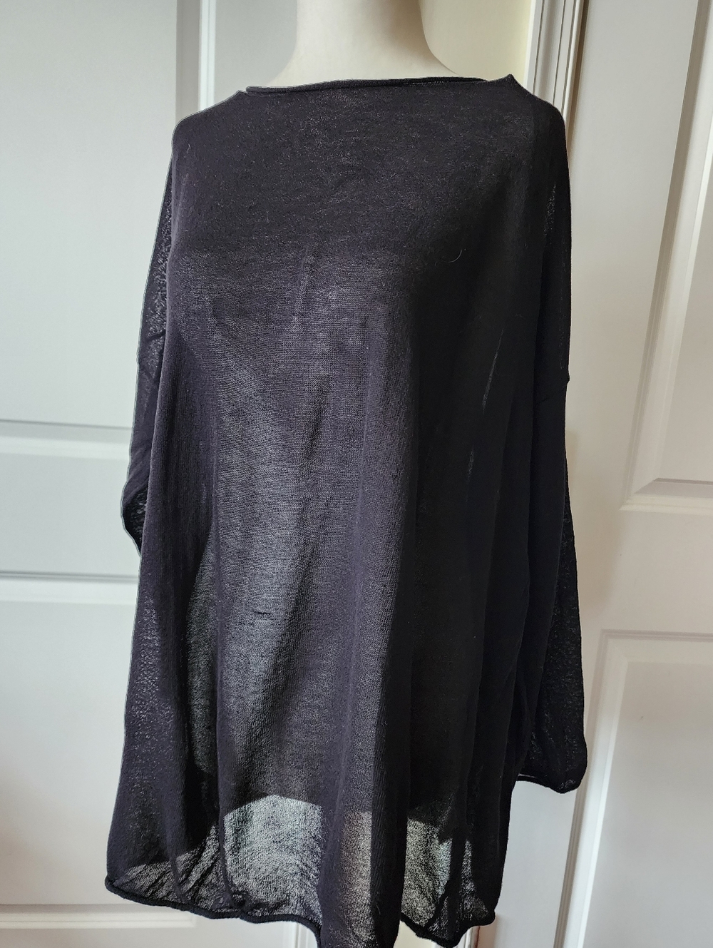 DKNY Black Lightweight Sheer Long Sleeve Top